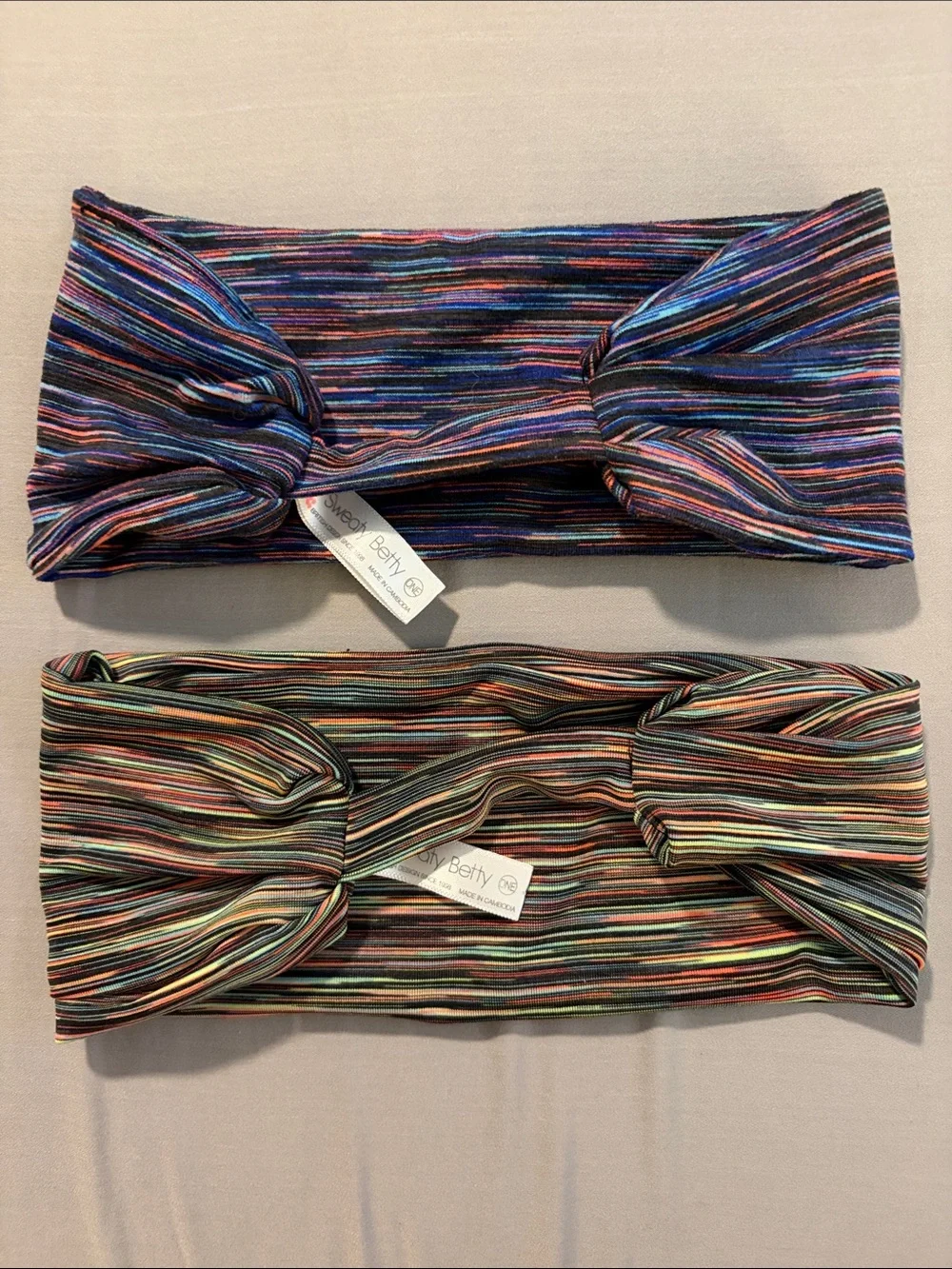 Sweaty Betty Multicolor Striped Knotted Workout Headbands